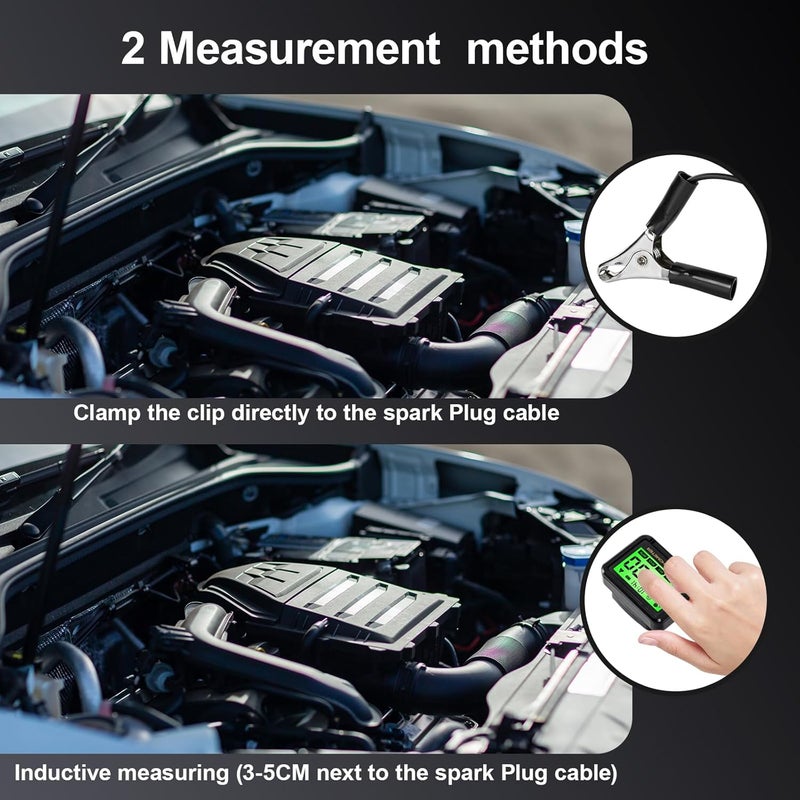 HTPREC Digital Chainsaw Tachometer Motorcycle Pulse Engine Tachometer Adjustable Green Backlight Tacho Meter ATV RPM calibrated Gauge for Lawn Mower Dirt Bike Boat Marine UTV Small Engines - Image 3